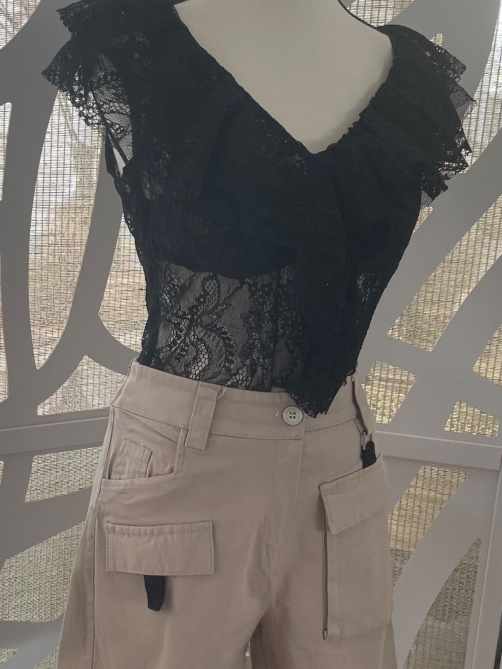 Ruffled Lace Back Top - Picture 2 of 4